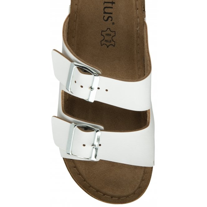  White Cortona Open-Toe Mule Sandals | Lotus