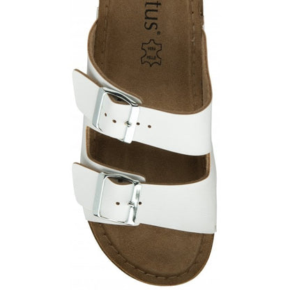  White Cortona Open-Toe Mule Sandals | Lotus