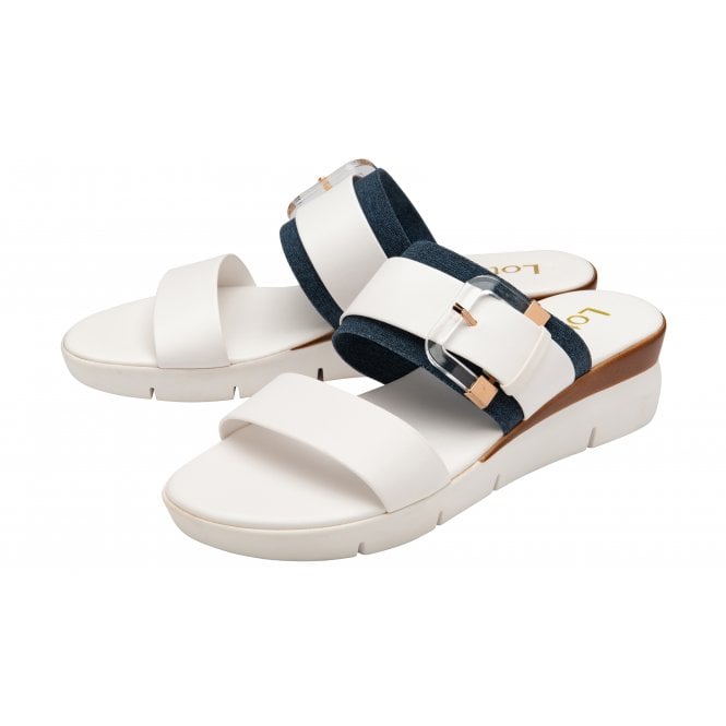  White & Denim Giovanna Mule Sandals | Lotus