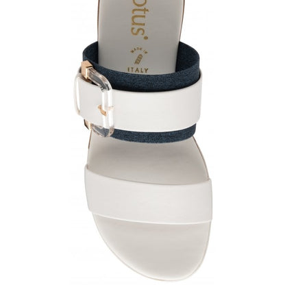  White & Denim Giovanna Mule Sandals | Lotus