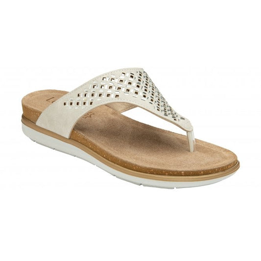  White Ferarra Flat Toe-Post Sandals | Lotus