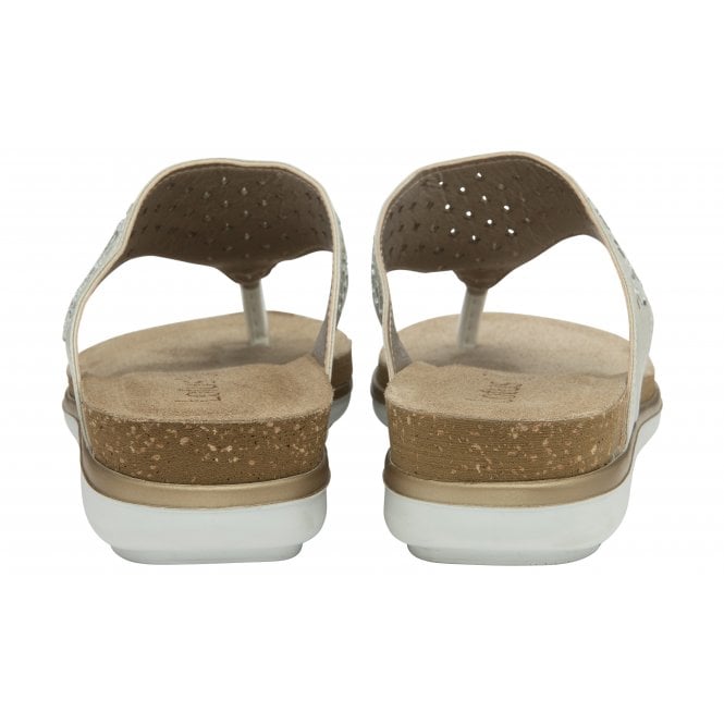  White Ferarra Flat Toe-Post Sandals | Lotus