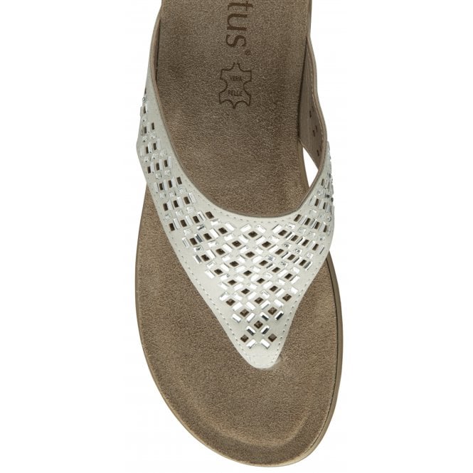  White Ferarra Flat Toe-Post Sandals | Lotus