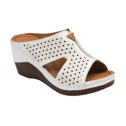  White Leather Genevieve Mule Sandals | Lotus
