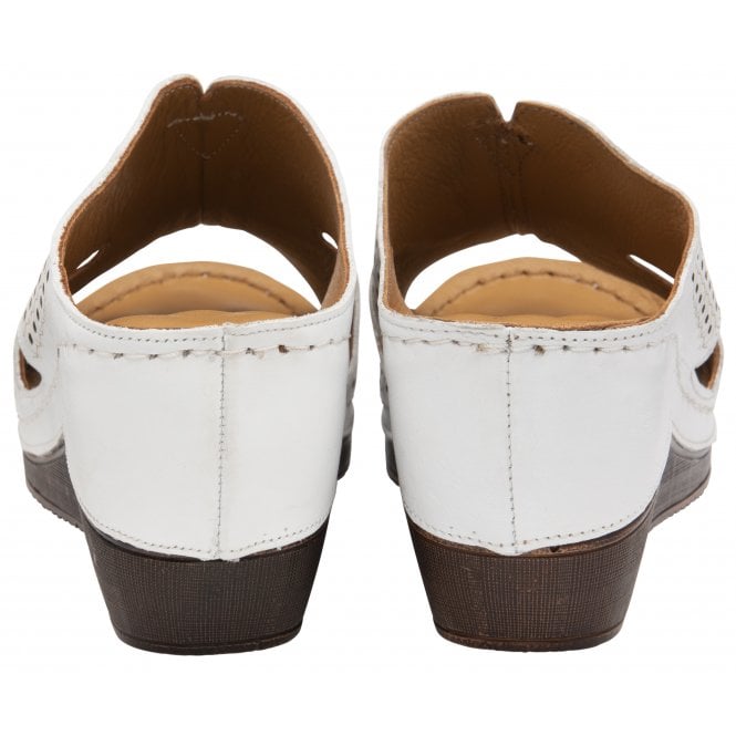  White Leather Genevieve Mule Sandals | Lotus