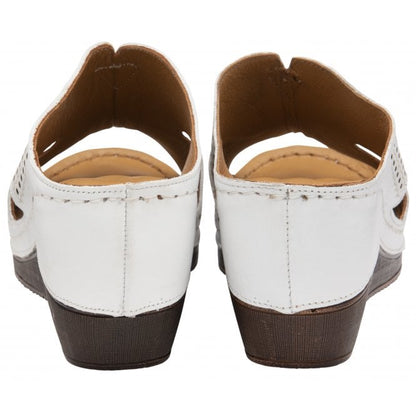  White Leather Genevieve Mule Sandals | Lotus