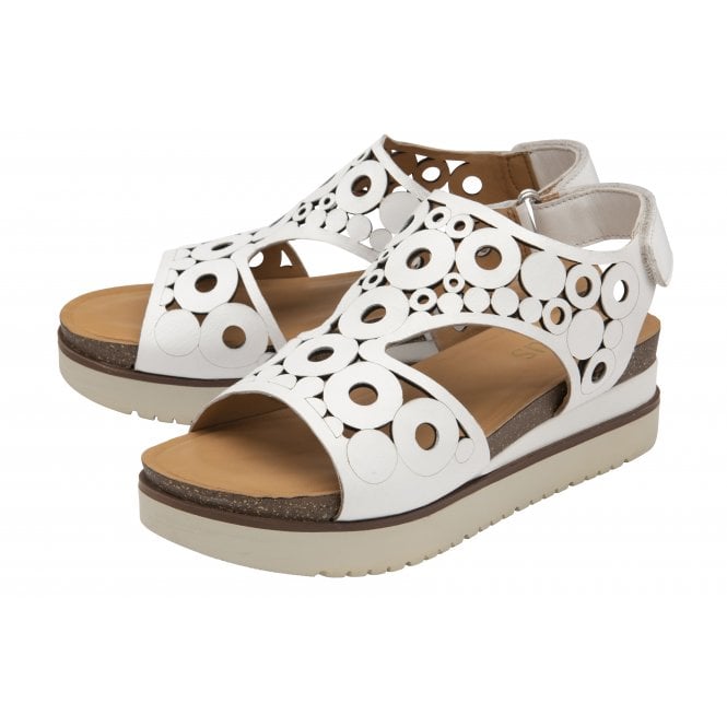  White Leather Melbourne Open-Toe Flatform Sandals | Lotus