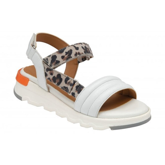  White & Leopard-Print Leather Verena Open-Toe Sandals | Stressless By Lotus