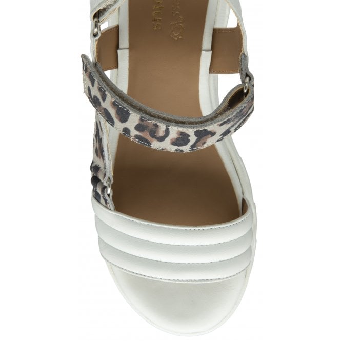  White & Leopard-Print Leather Verena Open-Toe Sandals | Stressless By Lotus