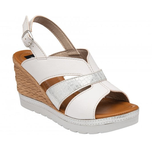  White Luisa Slingback Wedge Sandals | Lotus
