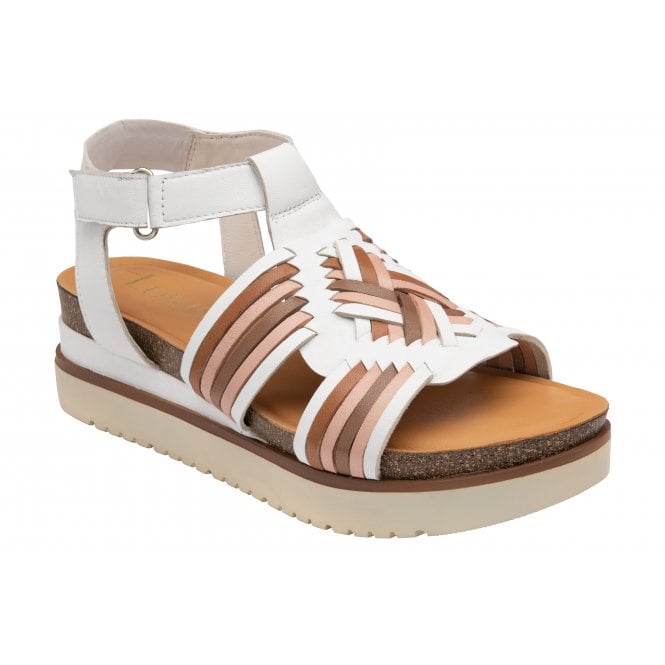  White Multi-Leather Cairnes Open-Toe Flatform Sandals | Lotus