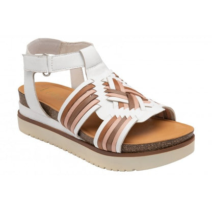  White Multi-Leather Cairnes Open-Toe Flatform Sandals | Lotus