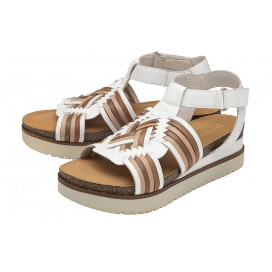  White Multi-Leather Cairnes Open-Toe Flatform Sandals | Lotus