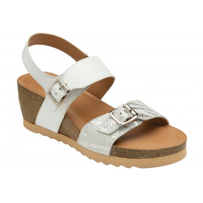  White & Zebra-Print Leather Brynlee Open-Toe Wedge Sandals | Lotus