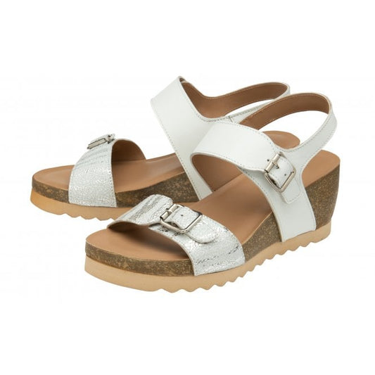  White & Zebra-Print Leather Brynlee Open-Toe Wedge Sandals | Lotus